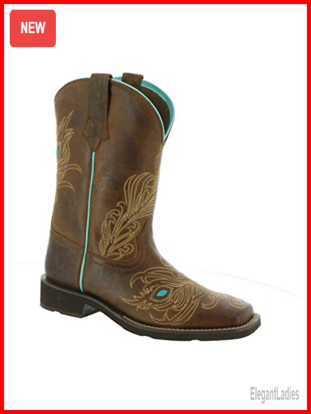 Western Cowgirl Boots Full-Grain Leather Square Toe Calf High